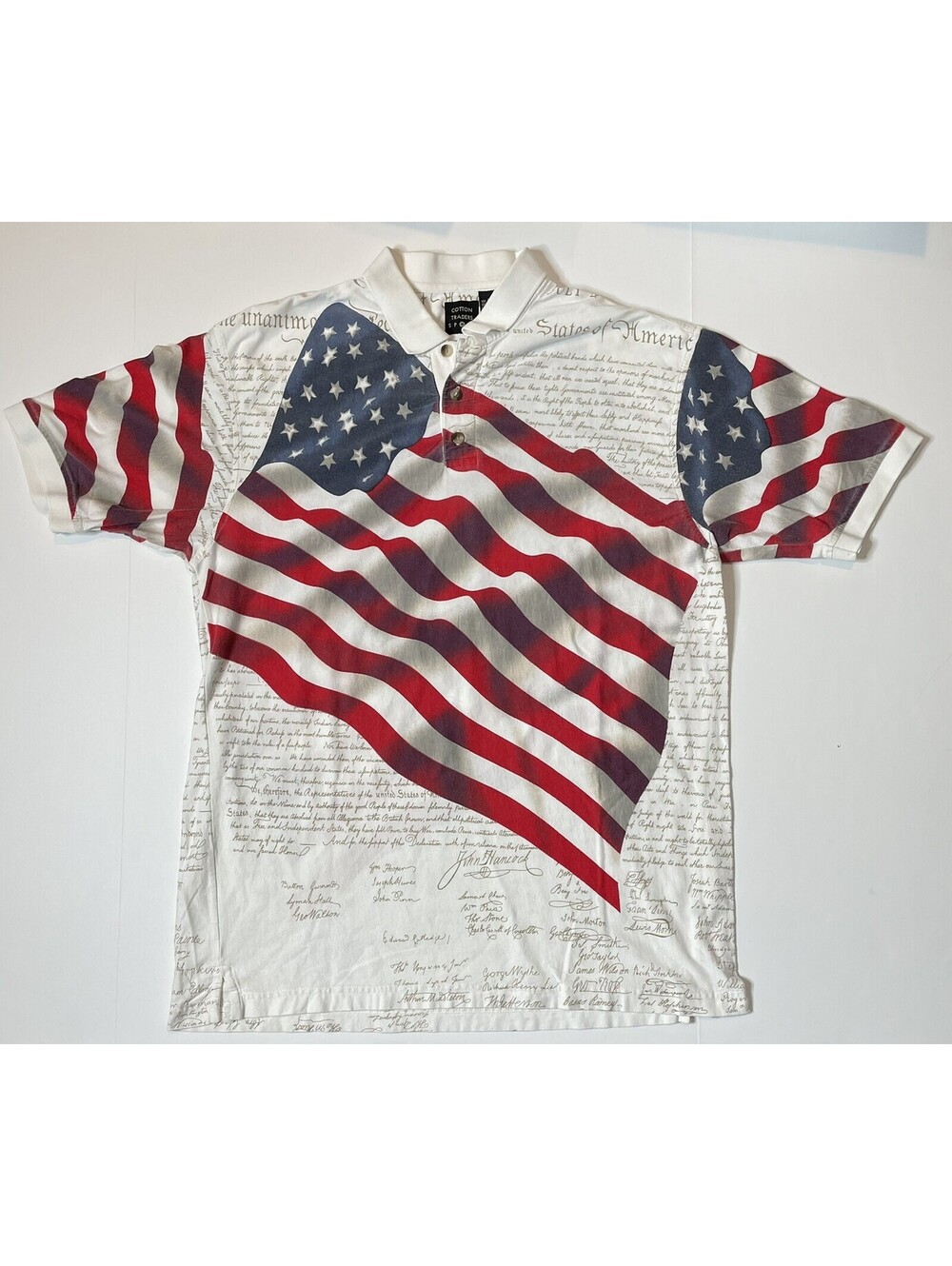 American Patriotic Polo Shirt Constitution USA Flag 4th of July Large